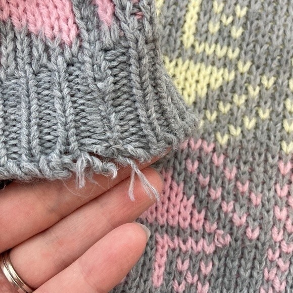 Vintage 80s Croquet Club Gray Crewneck Snowflake Winter Sweater Size Large - Picture 12 of 13